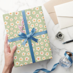 Papier Cadeau Fleur de Pâquerette Pastel