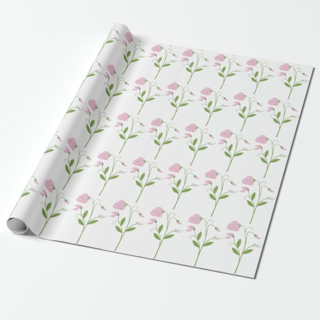Papier Cadeau Fleur de pois doux (Déroulé)