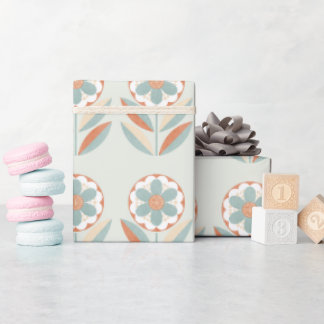 Papier Cadeau Fleur de printemps rétro en Sage