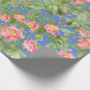 Papier cadeau Fleur de Rose Rose Vintage sur fond