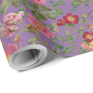 Papier cadeau Fleur de Rosier Sauvage Vintage en V