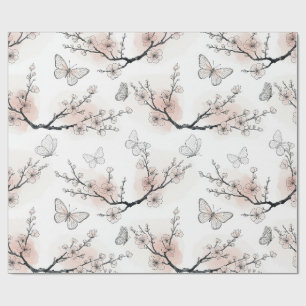 Papier Cadeau Fleur d'Élégant Papillon (11)