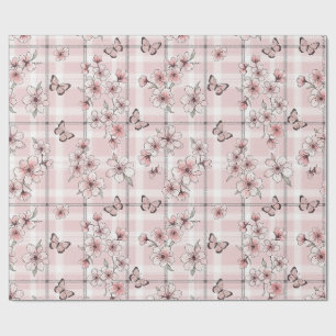 Papier Cadeau Fleur d'Élégant Papillon (2)