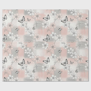 Papier Cadeau Fleur d'Élégant Papillon (3)