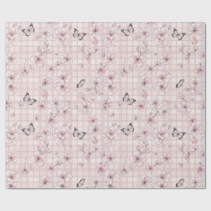 Papier Cadeau Fleur d'Élégant Papillon (4)