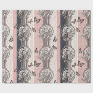 Papier Cadeau Fleur d'Élégant Papillon (5)