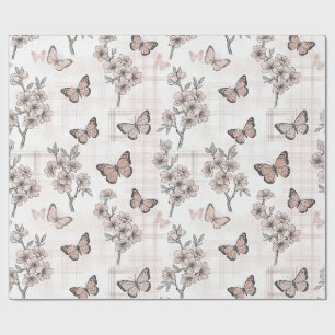 Papier Cadeau Fleur d'Élégant Papillon (6)