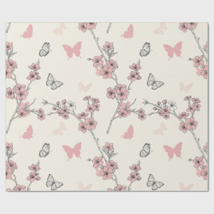Papier Cadeau Fleur d'Élégant Papillon (9)