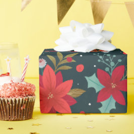 Papier Cadeau Fleur d'étoile de Noël, Mistletoe et Wintergreen