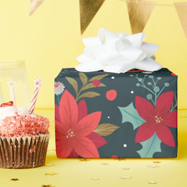 Papier Cadeau Fleur d'étoile de Noël, Mistletoe et Wintergreen (Fête d'anniversaire)