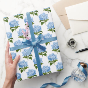 Papier Cadeau Fleur d'Hydrangée bleue