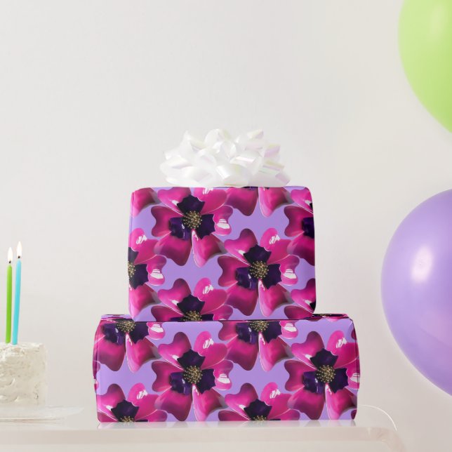 Papier Cadeau Fleur d'Orchidée Tropical Violet MOD Groovy Hippie (Cadeaux de fête)