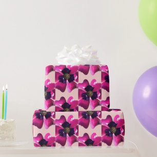 Papier Cadeau Fleur d'Orchidée Violette Tropicale MOD Anniversai