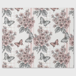 Papier Cadeau Fleur Élégante de Papillon (1)