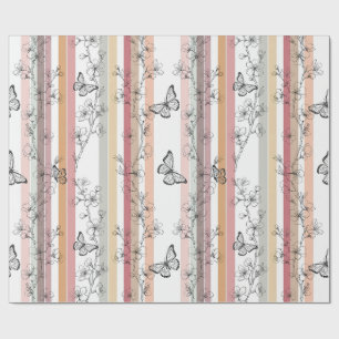 Papier Cadeau Fleur Élégante de Papillon (10)