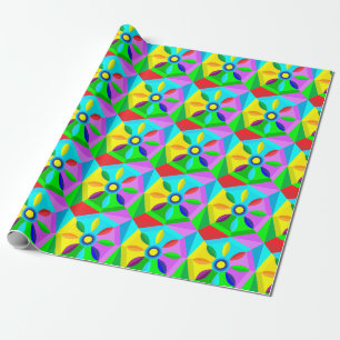 papier cadeau fleur étoile classique