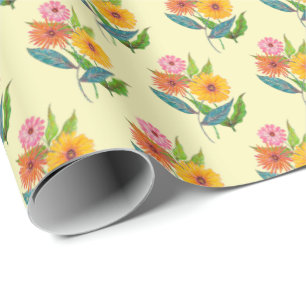 Papier Cadeau Fleur Fleur sauvage artistique Zinnia