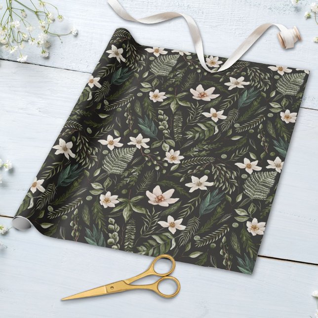 Papier Cadeau Fleur Folithe Aquarelle sans fil motif floral (Close up)