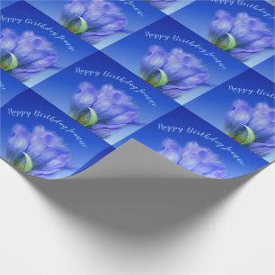 Papier Cadeau Fleur Gentienne Bleue Nature personnalisée