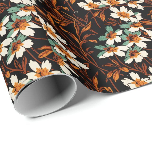 Papier Cadeau Fleur gothique Motif Fleur esthétique transparente (Coin rond)