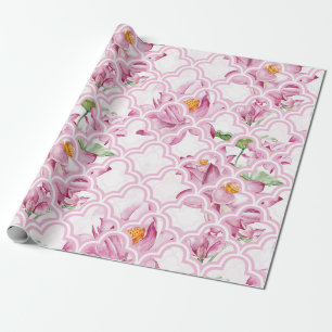 Papier Cadeau Fleur Lotus indienne d'aquarelle