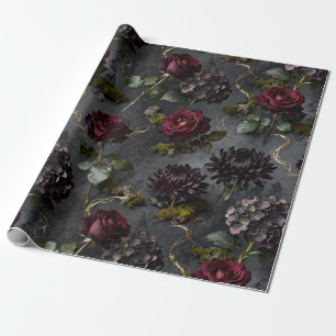 Papier Cadeau Fleur Lunatique Cadeau Floral Foncé