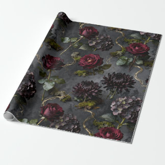 Papier Cadeau Fleur Lunatique Cadeau Floral Sombre