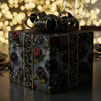 Papier Cadeau Fleur Lunatique Cadeau Floral Sombre
