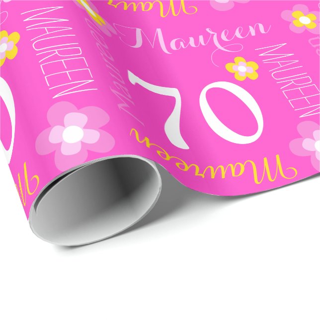 Papier Cadeau Fleur Maureen nommé fait sur commande enveloppe de (Coin rond)