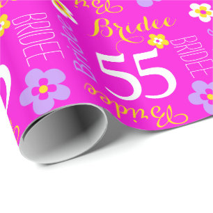 Papier Cadeau Fleur nom personnalisé Bride 55 anniversaire envel