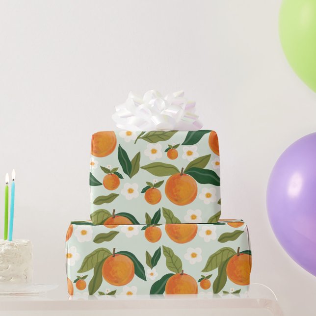 Papier Cadeau Fleur orange (Créateur téléchargé)