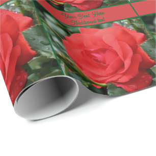 Papier Cadeau Fleur Rose Rouge En Fleur Personnalisée