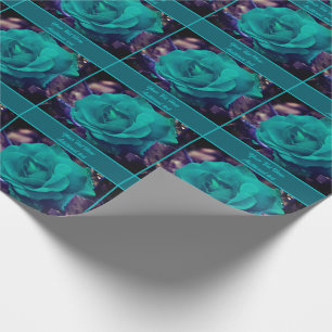 Papier Cadeau Fleur Rose Turquoise personnalisée