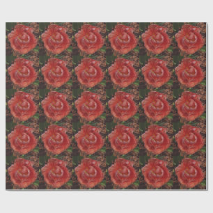 Papier Cadeau fleur rouge