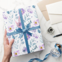 Fleur sauvage aquarelle verte violette