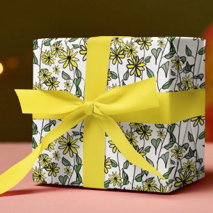 Papier Cadeau Fleur sauvage Daisy Motif Cute Boho Dessin À La Ma