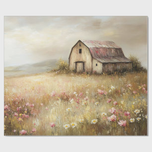 Papier Cadeau Fleur sauvage de la grange blanche rustique, page