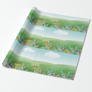 Papier Cadeau Fleur sauvage de printemps ou papier d'emballage