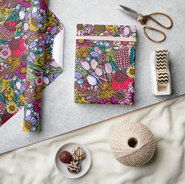 Papier Cadeau Fleur sauvage d'été australien Motif (Artisanat)