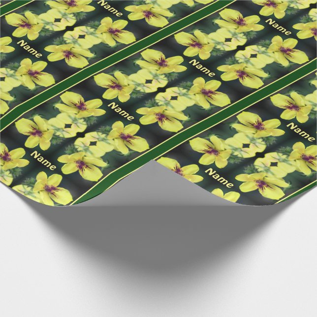 Papier Cadeau Fleur sauvage jaune délicat personnalisé (Coin)