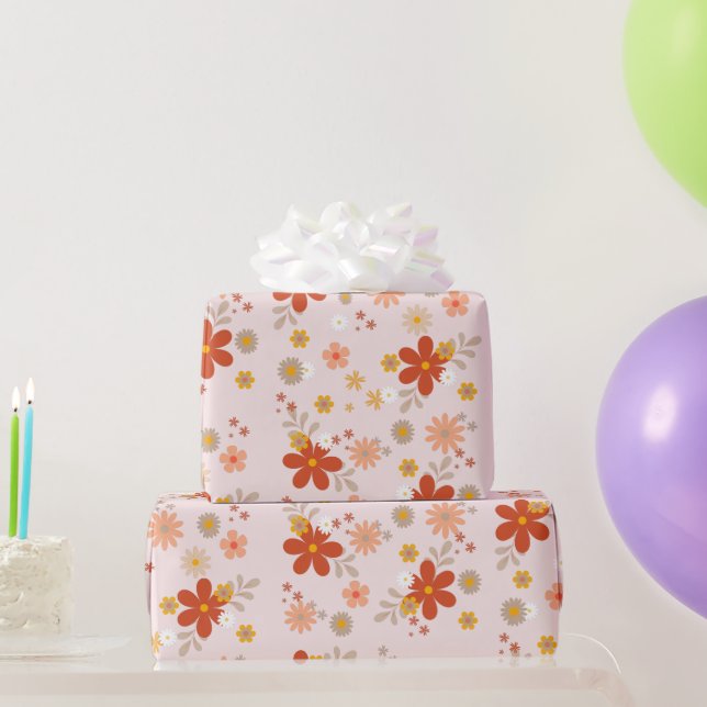 Papier Cadeau Fleur Super rose (Cadeaux de fête)