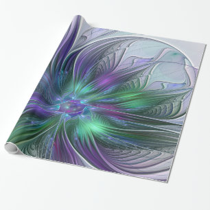 Papier Cadeau Fleur vert violet Art Abstrait moderne Fractal