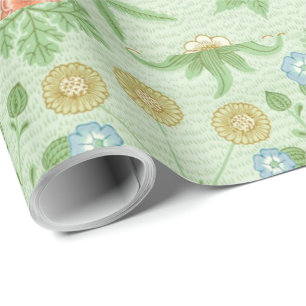 Papier Cadeau Fleur vintage rose bleu William Morris Daisy Wrap