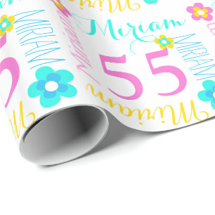 Papier Cadeau Fleurissez l'âge nommé fait sur commande de Miri