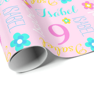 Papier Cadeau Fleurissez l'âge nommé fait sur commande Isabel