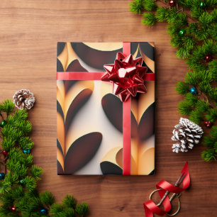 Papier Cadeau Fleurs 3D paramétriques Or Motif de mosaïque moder