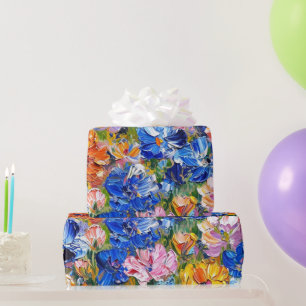 Papier Cadeau Fleurs Abstraites Impressionniste 