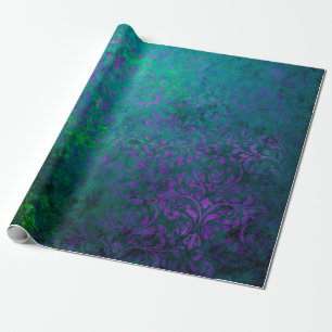 Papier Cadeau Fleurs au crayon mauve vert