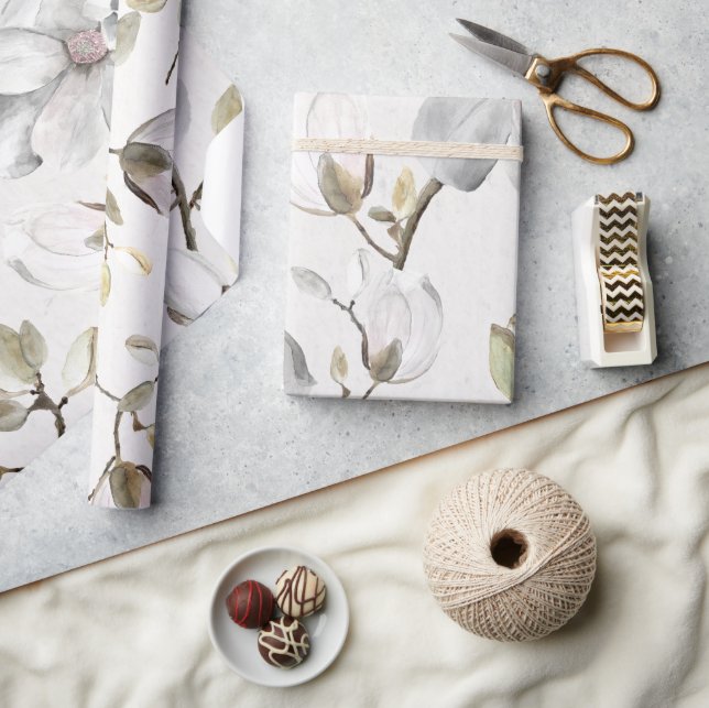 Papier Cadeau Fleurs blanches (Artisanat)