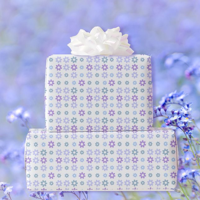 Papier Cadeau Fleurs bleu violet printanière Occasion spéciale b (Créateur téléchargé)